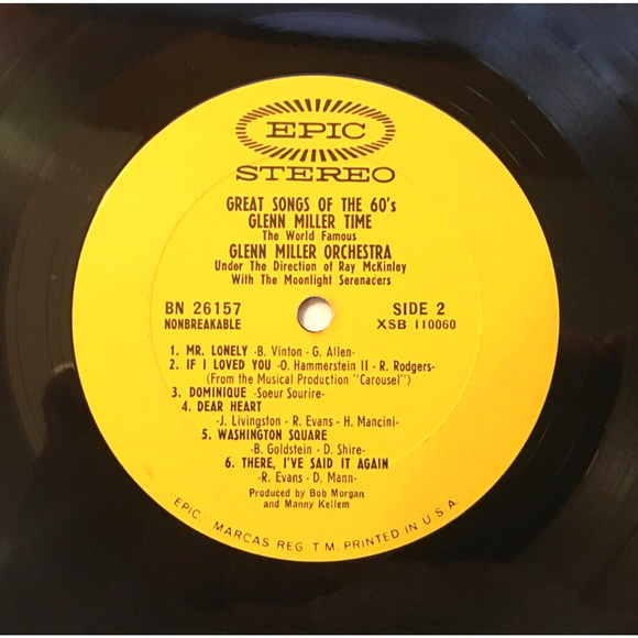 Glenn Miller Time Orchestra Great Songs of the 60's LP Vinyl 1965 Epic LN 24157 - Picture 7 of 8